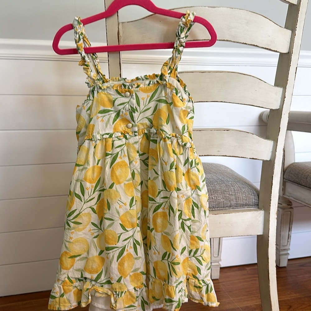 Girls size 7 boutique lemon print cotton dress - Picture 3 of 3